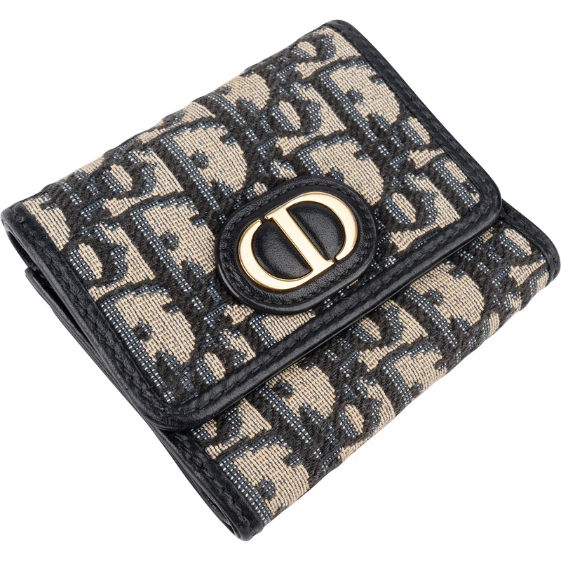 Christian Dior Oblique Trotter Monogram Jacquard Montaigne Bifold Lotus Wallet
