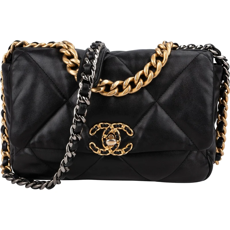 Chanel 19 Quilted Lambskin Single Flap Crossbody Bag Small