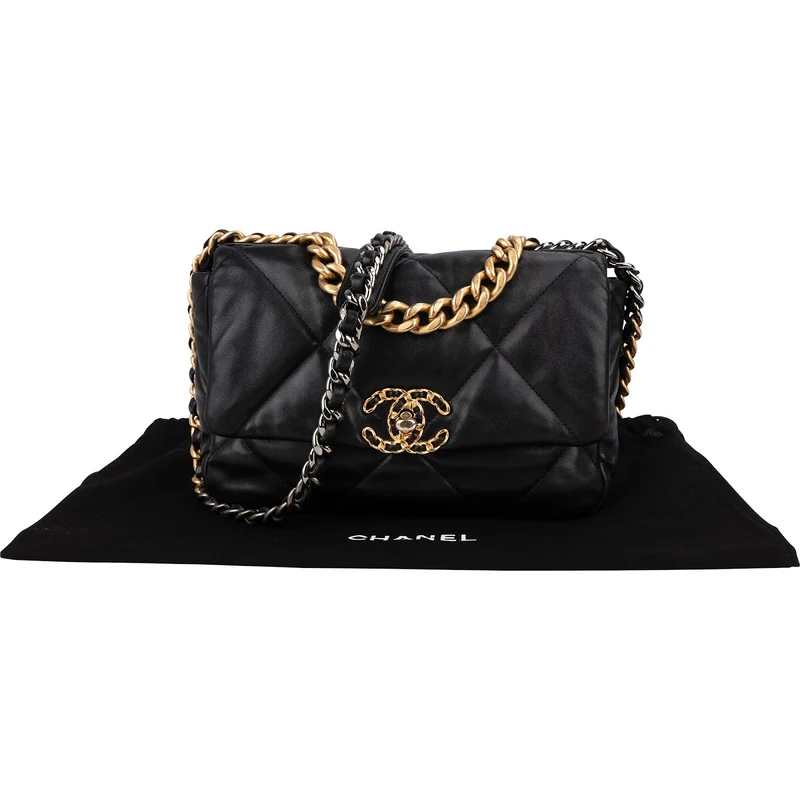 Chanel 19 Quilted Lambskin Single Flap Crossbody Bag Small