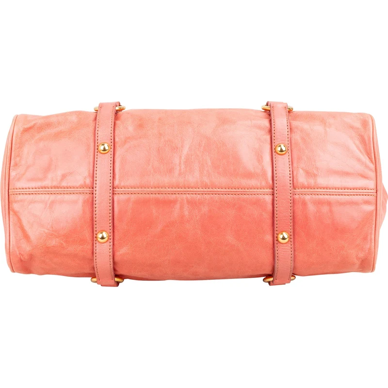 Miu Miu Pink Vitello Lux Leather Bow Handbag