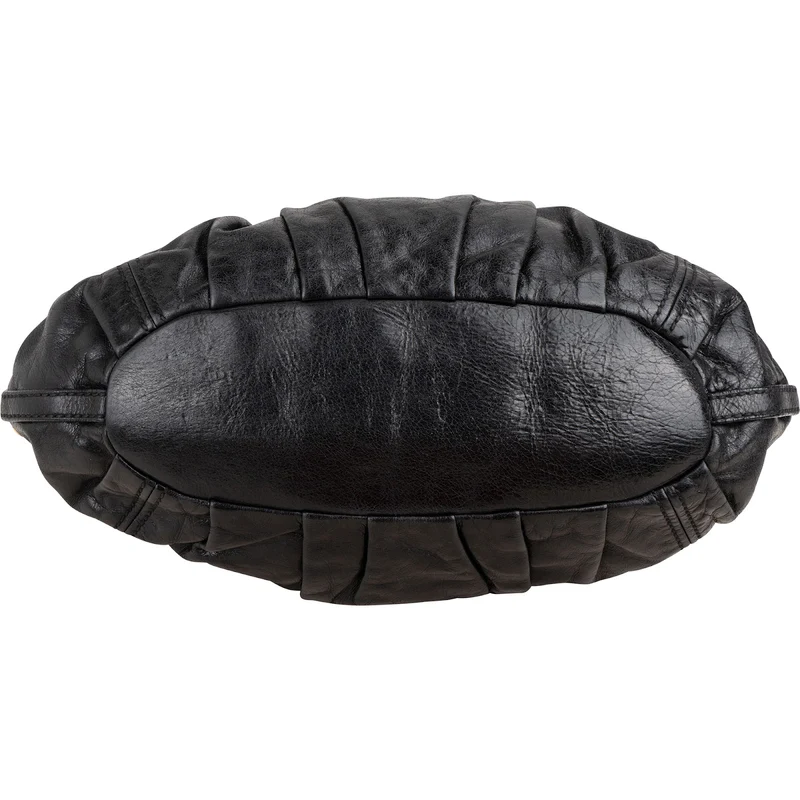 Miu Miu Vitello Lux Leather Pleated Hobo Handbag