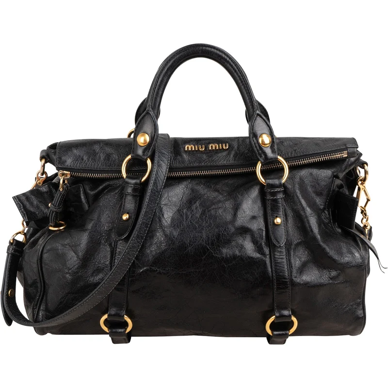 Miu Miu Vitello Lux Leather Satchel Handbag