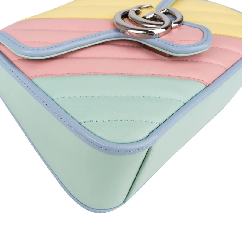 Gucci Multicolor Matelassé Leather GG Marmont Mini Top Handle Crossbody Bag