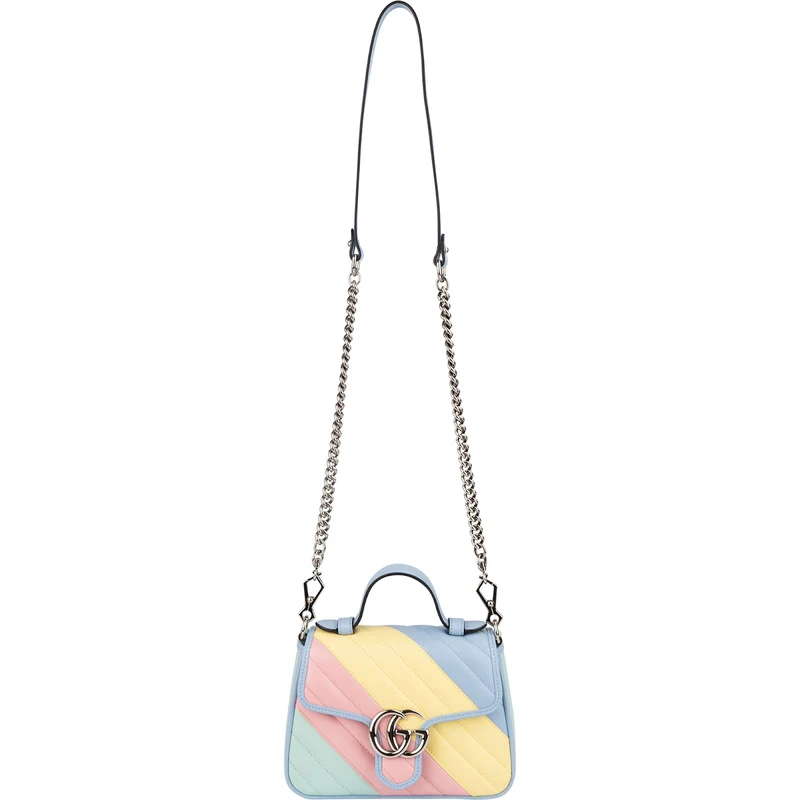 Gucci Multicolor Matelassé Leather GG Marmont Mini Top Handle Crossbody Bag