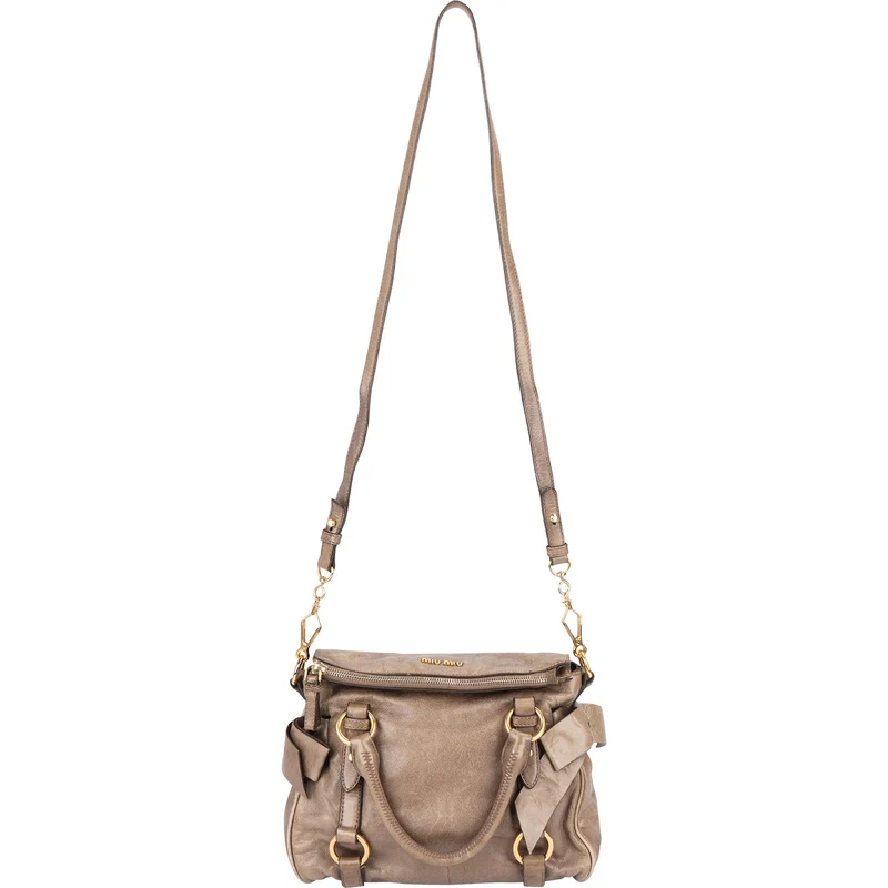 Miu Miu Vitello Lux Bow Small Crossbody Handbag