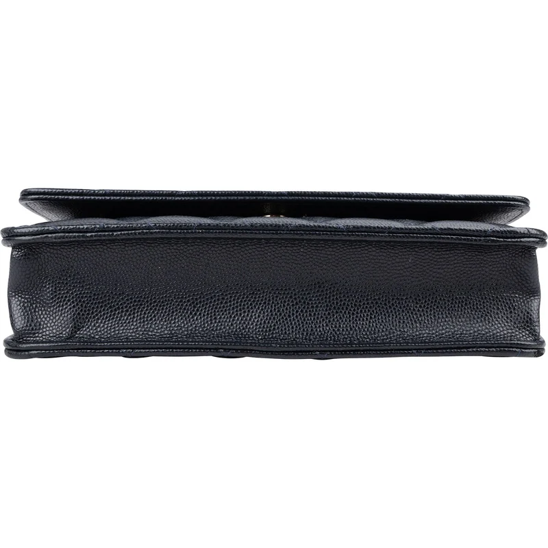 Chanel Dark Blue Quilted Caviar Leather Wallet On Chain Crossbody Bag