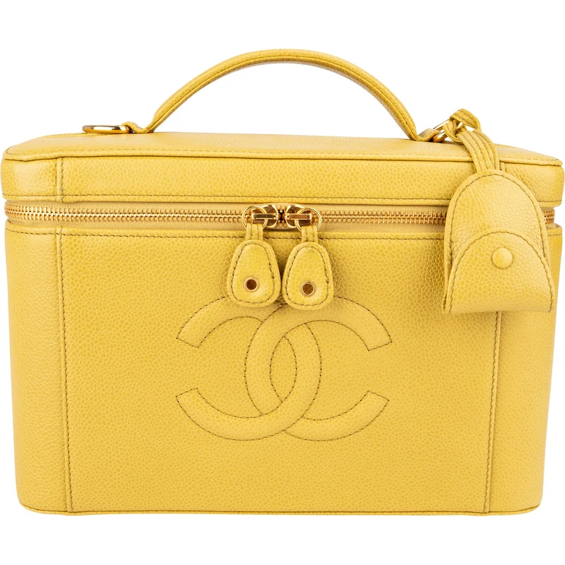 Chanel Iconic Caviar Leather CC Large Vanity Case Handbag