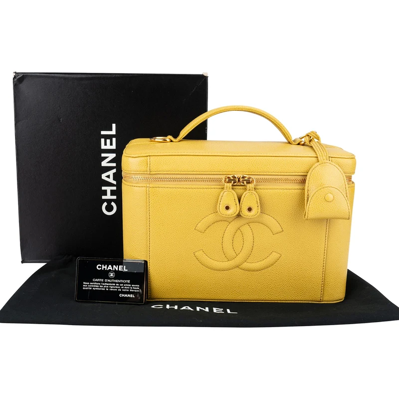 Chanel Iconic Caviar Leather CC Large Vanity Case Handbag