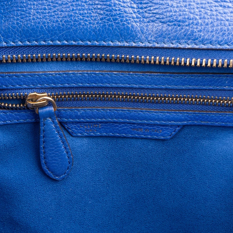 Céline Bleu Grained Calfskin Luggage Handbag