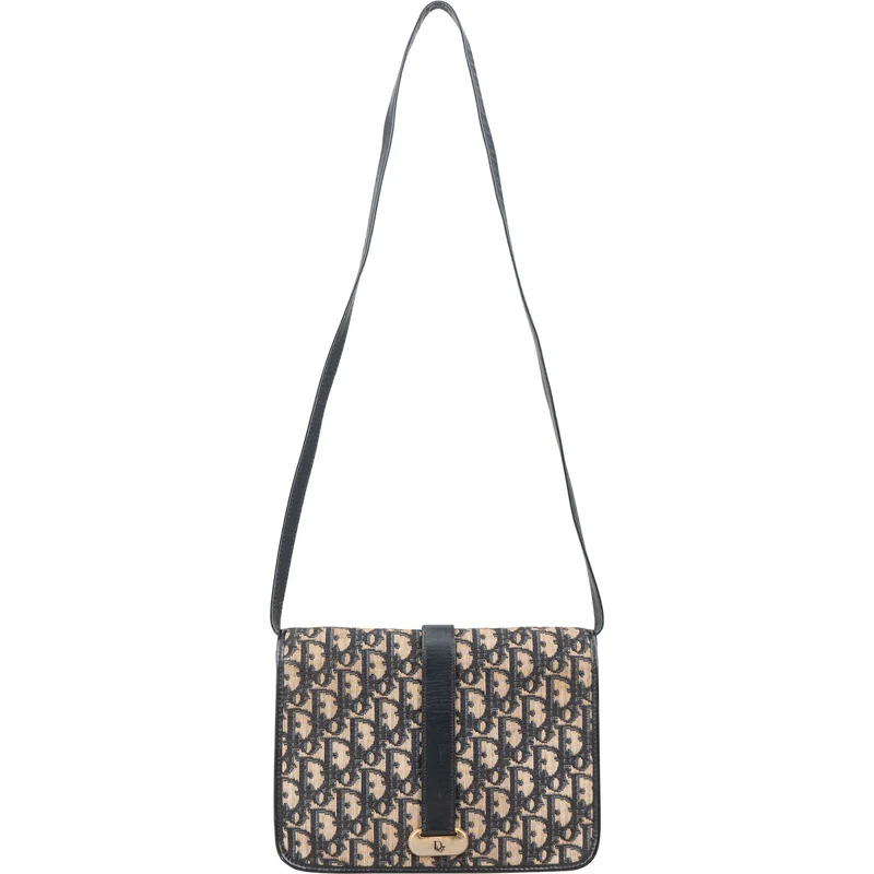 Christian Dior Monogram Oblique Canvas Vintage Flap Crossbody Bag