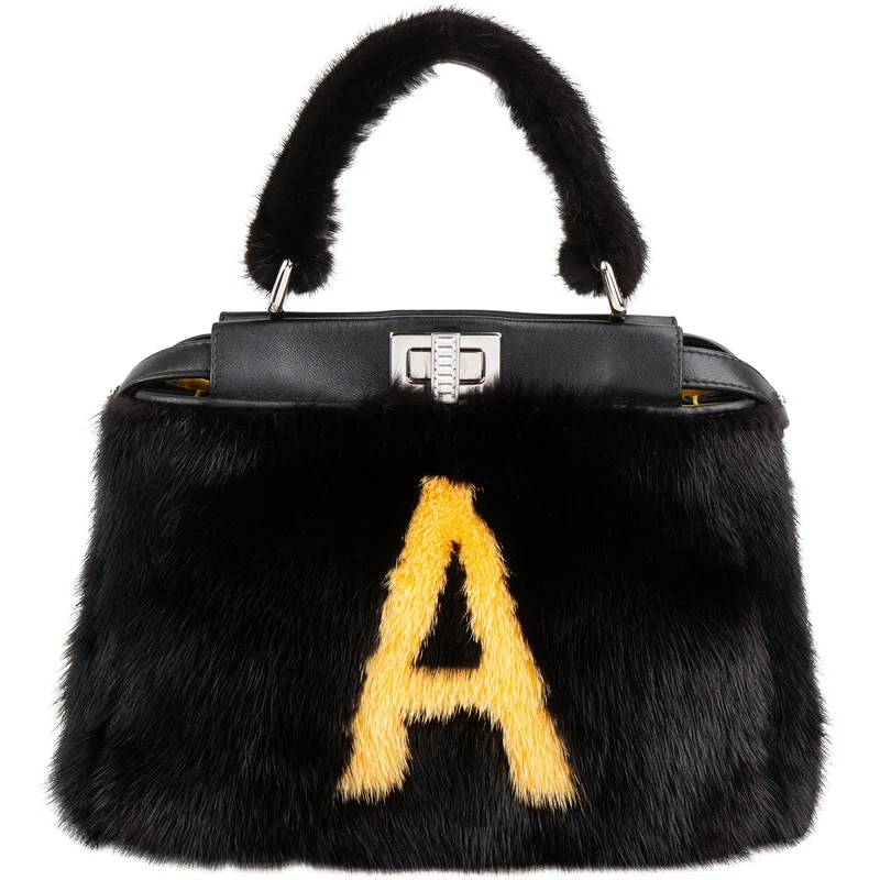 Fendi x Kingsley Fur Special Order "A" Peekaboo Small Handbag
