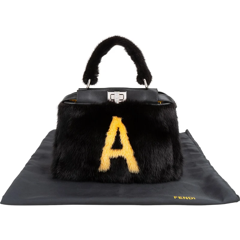 Fendi x Kingsley Fur Special Order "A" Peekaboo Small Handbag