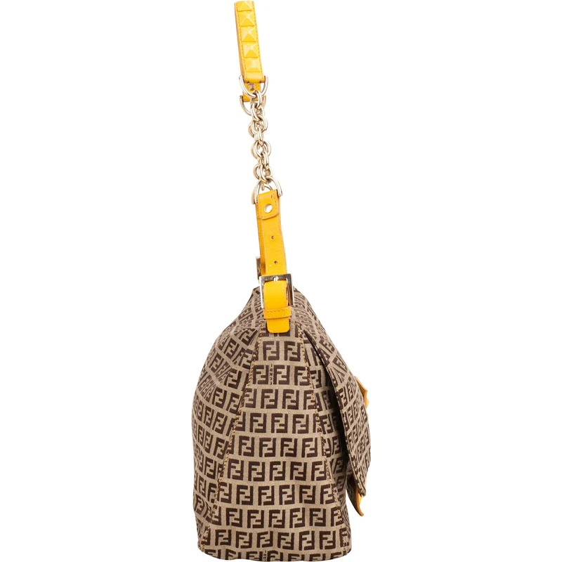 Fendi Monogram Zucca FF Canvas Studded Mamma Hobo Shoulder Bag