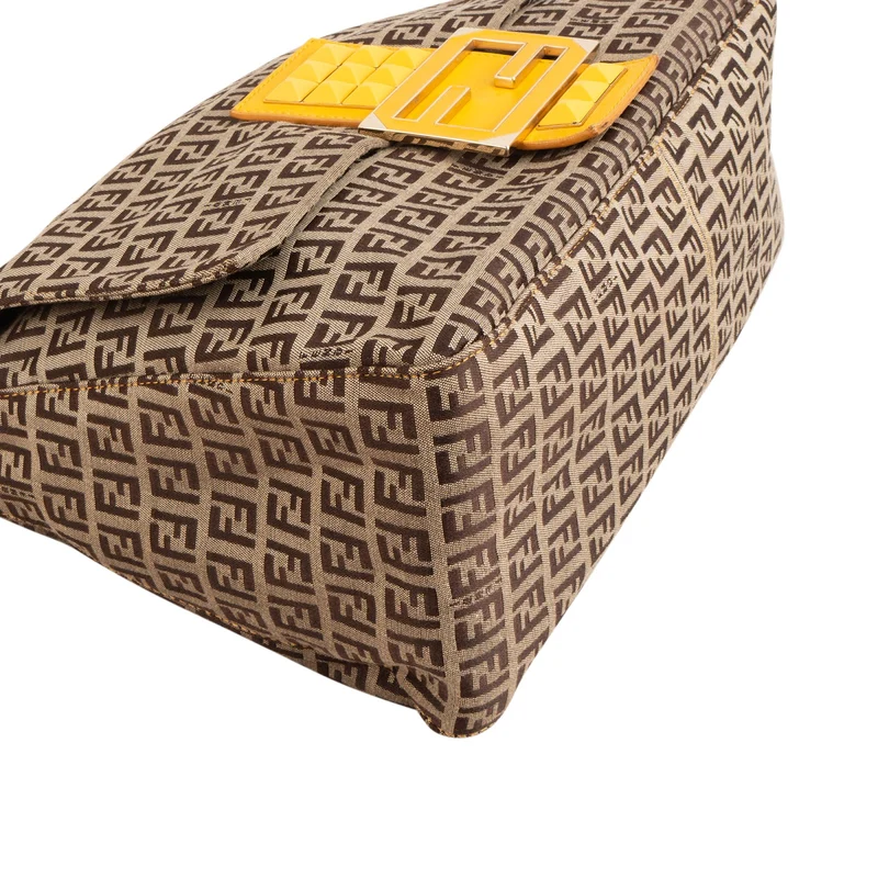 Fendi Monogram Zucca FF Canvas Studded Mamma Hobo Shoulder Bag