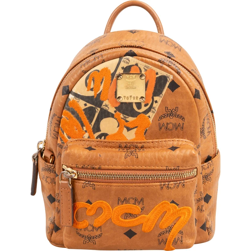 MCM Monogram Visetos Graffiti Stark Bebe Boo Mini Backpack