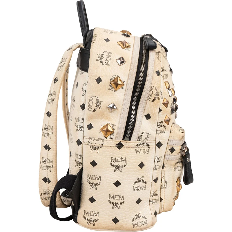 MCM Visetos Monogram Stark Studded Small Backpack