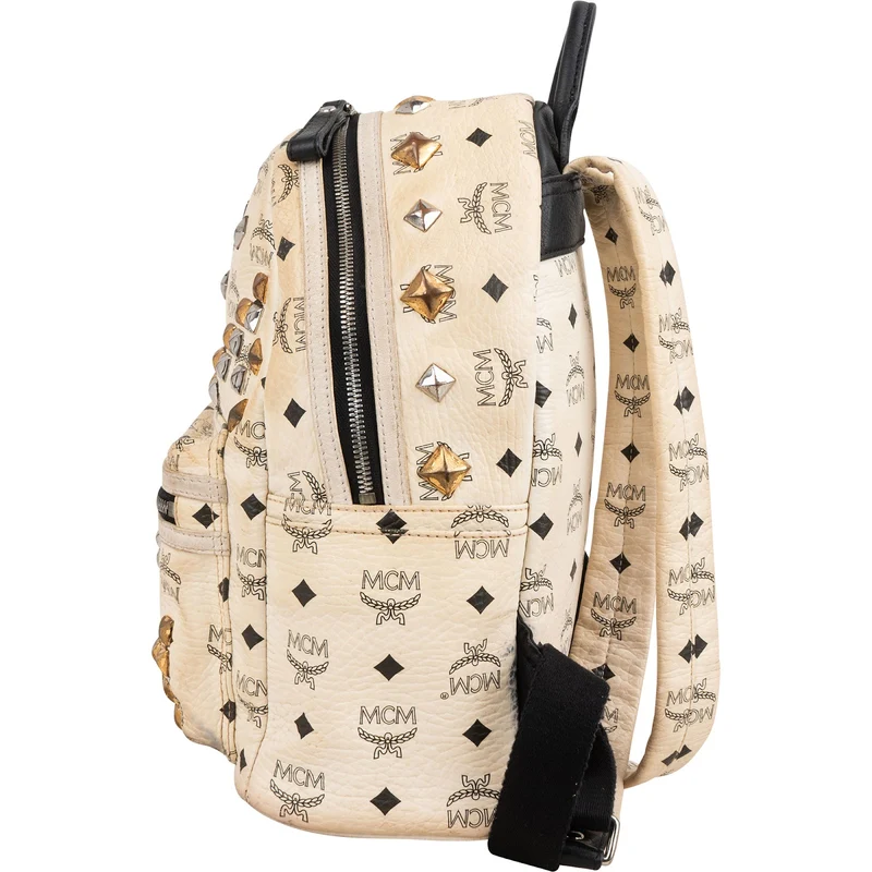 MCM Visetos Monogram Stark Studded Small Backpack