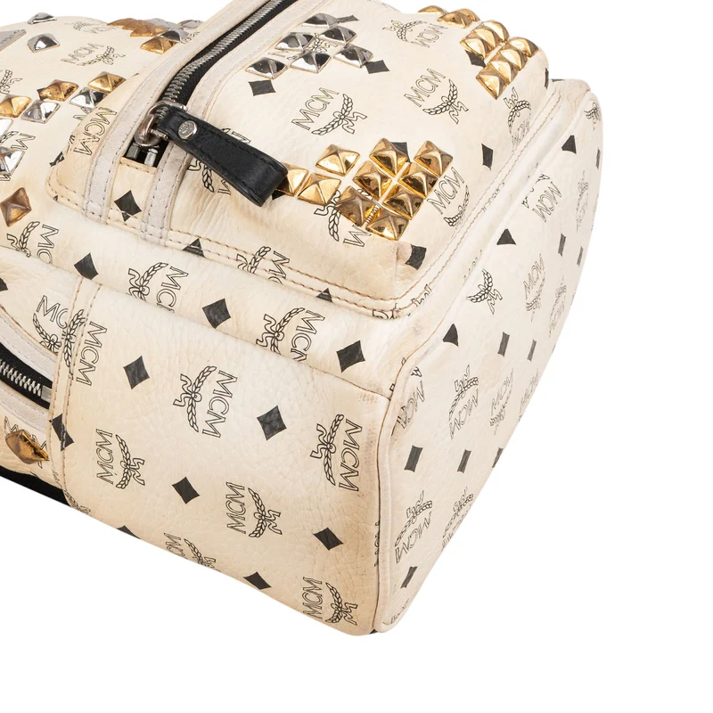 MCM Visetos Monogram Stark Studded Small Backpack