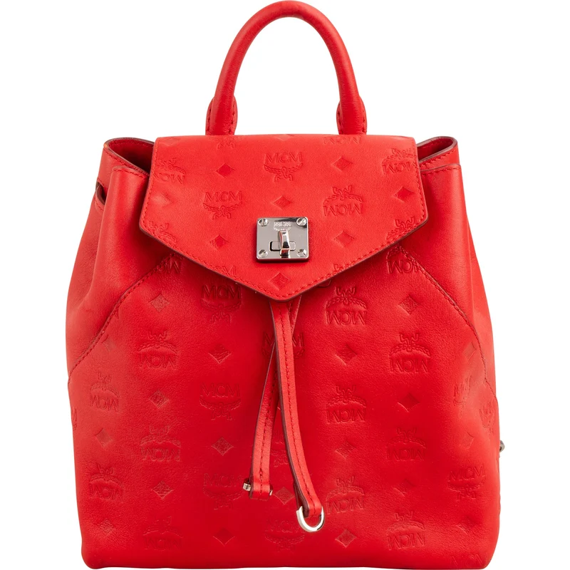 MCM Monogram Visetos Leather Drawstring Turnlock Backpack