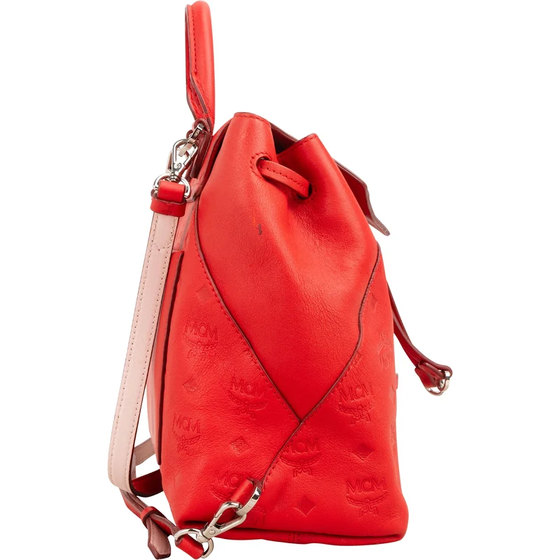 MCM Monogram Visetos Leather Drawstring Turnlock Backpack