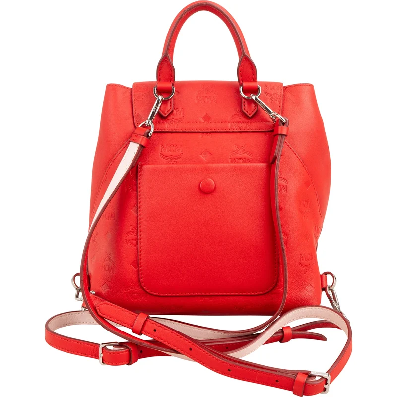 MCM Monogram Visetos Leather Drawstring Turnlock Backpack