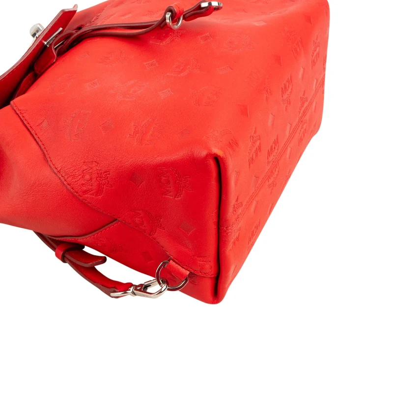 MCM Monogram Visetos Leather Drawstring Turnlock Backpack