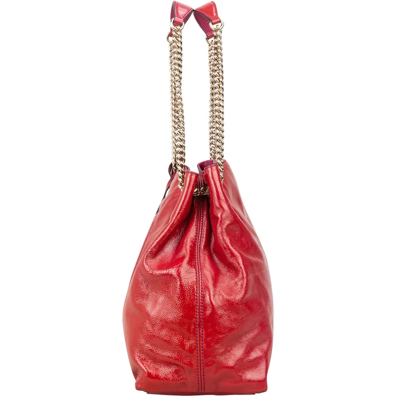 Gucci Patent Leather Soho Chain Tote Crossbody Bag