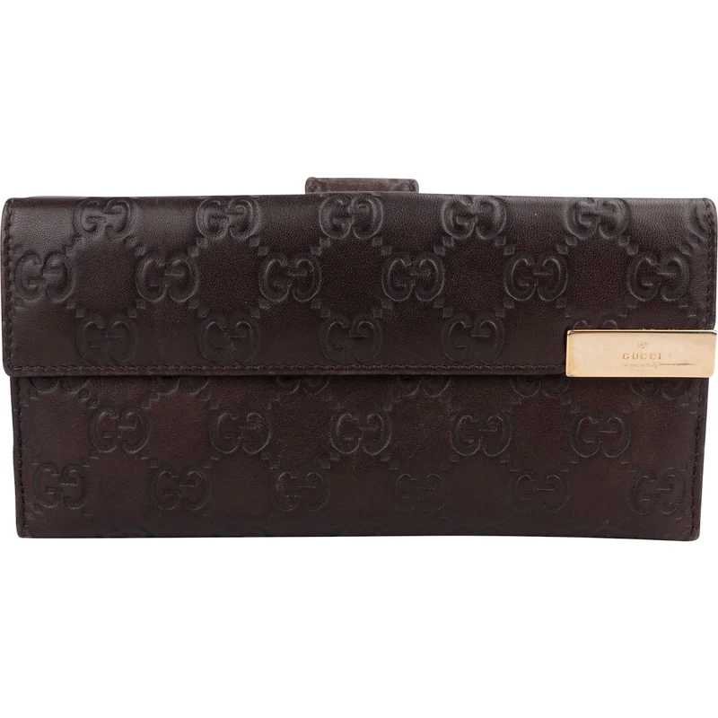 Gucci Guccissima Leather Metal Bar Continental Wallet
