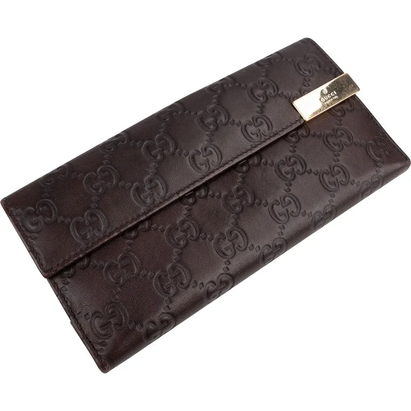 Gucci Guccissima Leather Metal Bar Continental Wallet