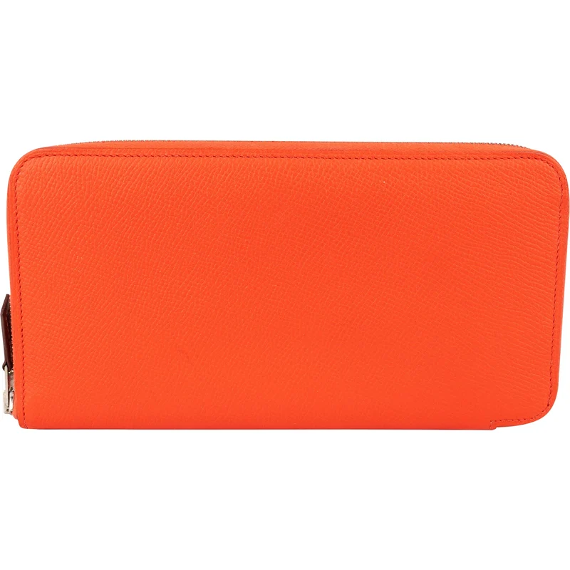 Hermès Orange Epsom Leather Azap Silk In Long Wallet