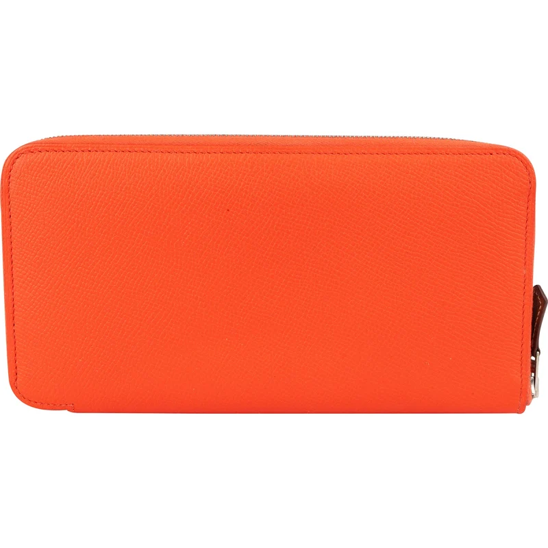 Hermès Orange Epsom Leather Azap Silk In Long Wallet