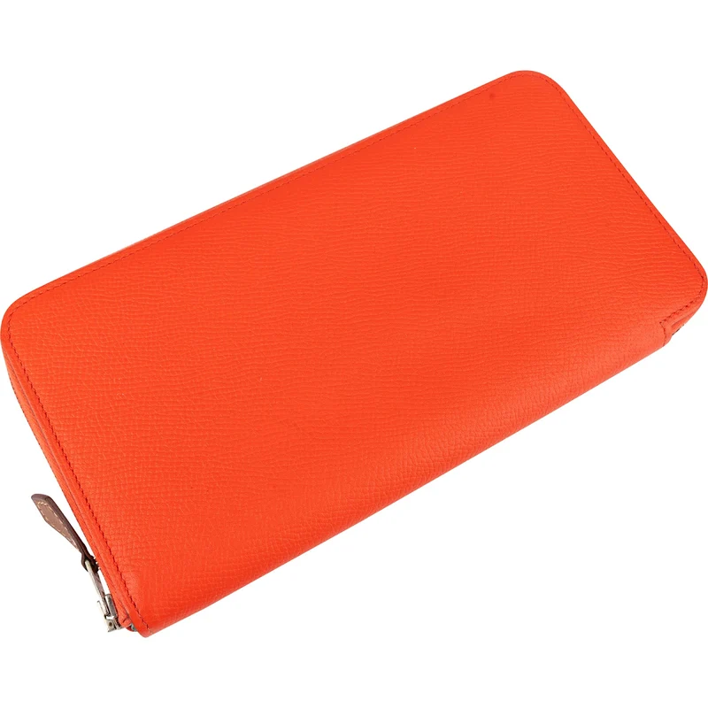 Hermès Orange Epsom Leather Azap Silk In Long Wallet