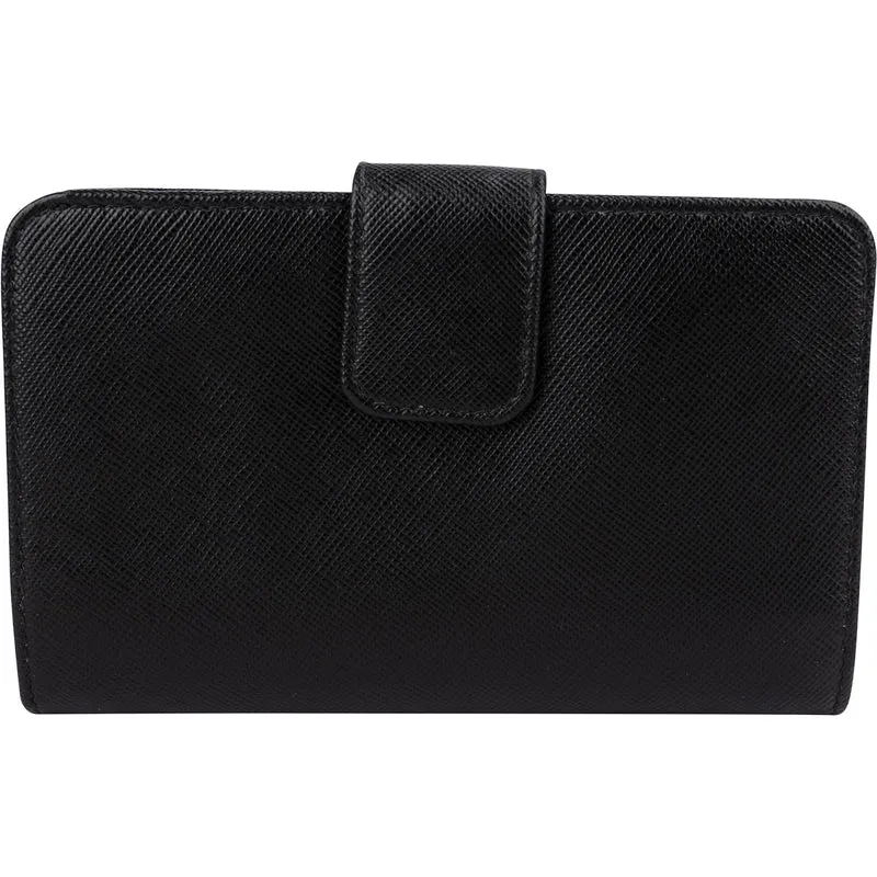 Prada Black Saffiano Leather Small Compact Wallet