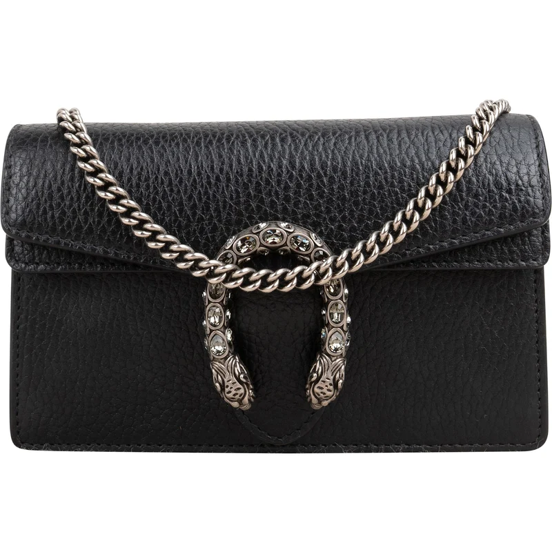 Gucci Grained Leather Crystal Dionysus Super Mini Crossbody Bag