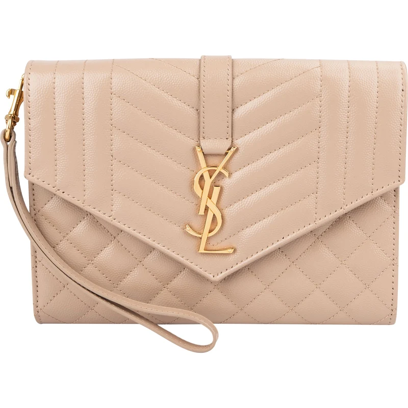 Saint Laurent Chevron Grain de Poudre Matelassé Pouch Bag