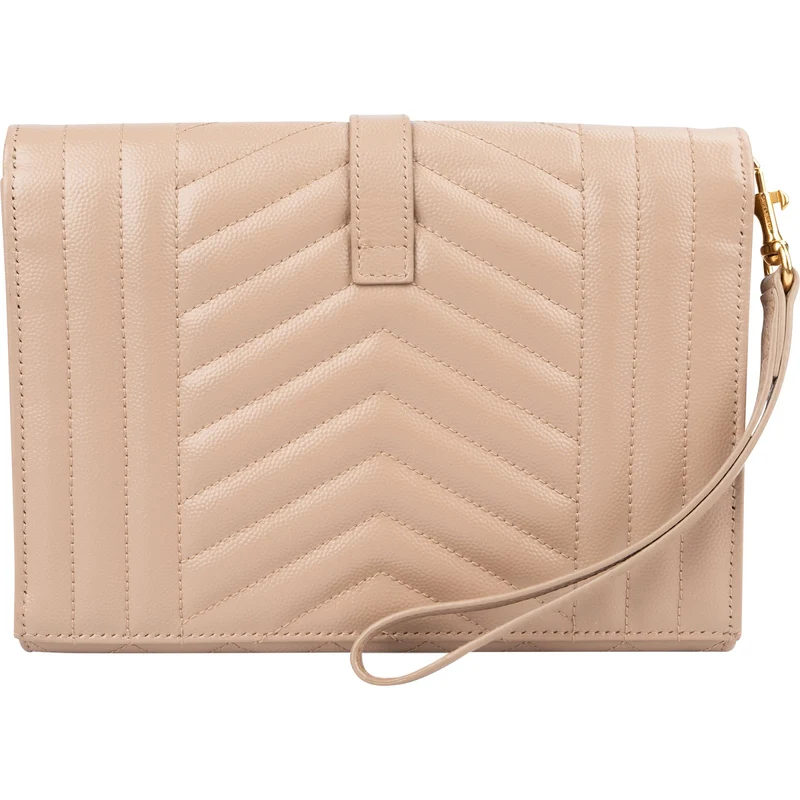 Saint Laurent Chevron Grain de Poudre Matelassé Pouch Bag