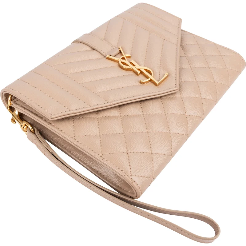 Saint Laurent Chevron Grain de Poudre Matelassé Pouch Bag