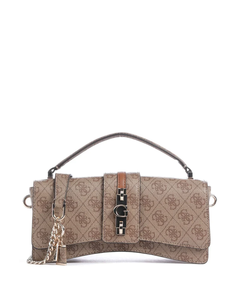 Guess Yvonne Logo Mini Handtasche latte logo