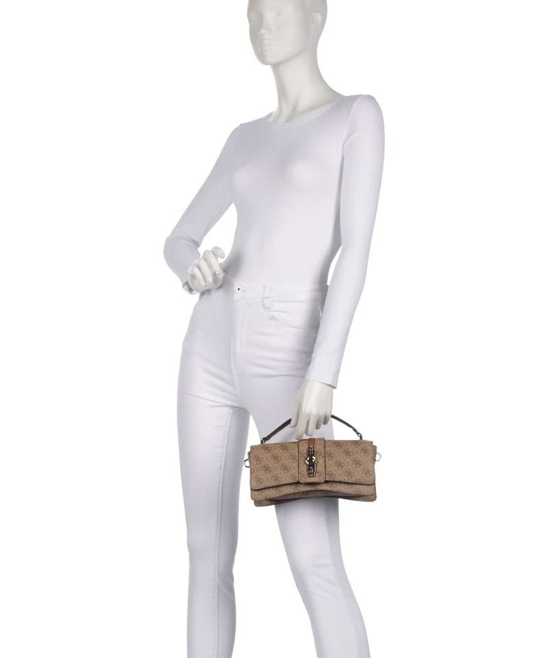 Guess Yvonne Logo Mini Handtasche latte logo