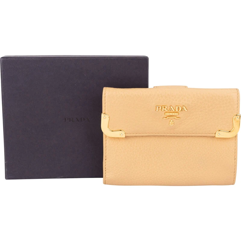 Prada Vitello Daino Leather Bifold Compact Wallet