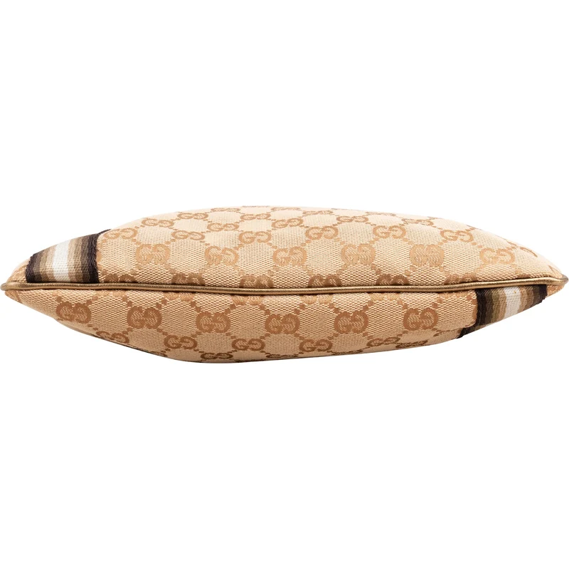 Gucci Monogram GG Canvas Lovely Heart Stripe Metallic Leather Crossbody Bag
