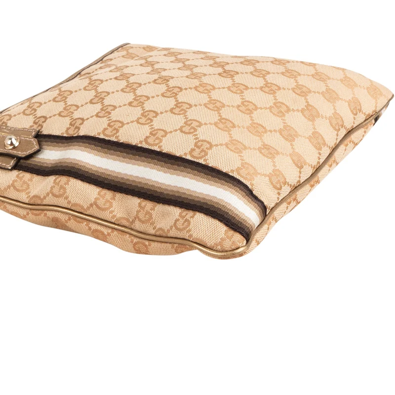 Gucci Monogram GG Canvas Lovely Heart Stripe Metallic Leather Crossbody Bag