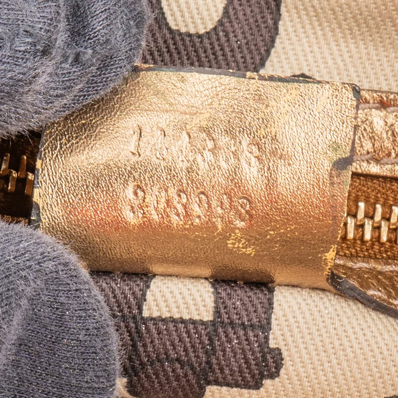 Gucci Monogram GG Canvas Lovely Heart Stripe Metallic Leather Crossbody Bag