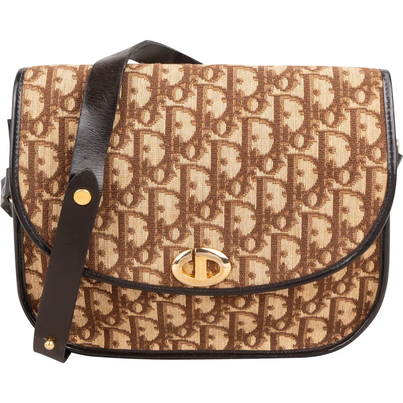 Christian Dior Trotter Monogram Canvas Vintage Flap Shoulder Bag
