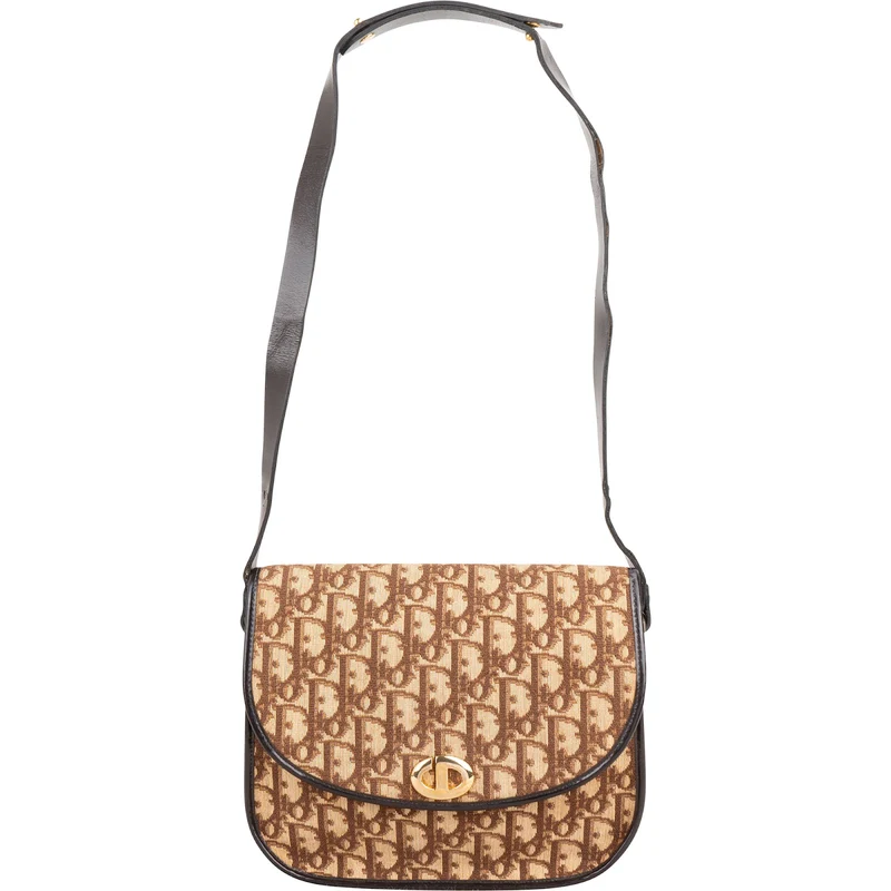 Christian Dior Trotter Monogram Canvas Vintage Flap Shoulder Bag