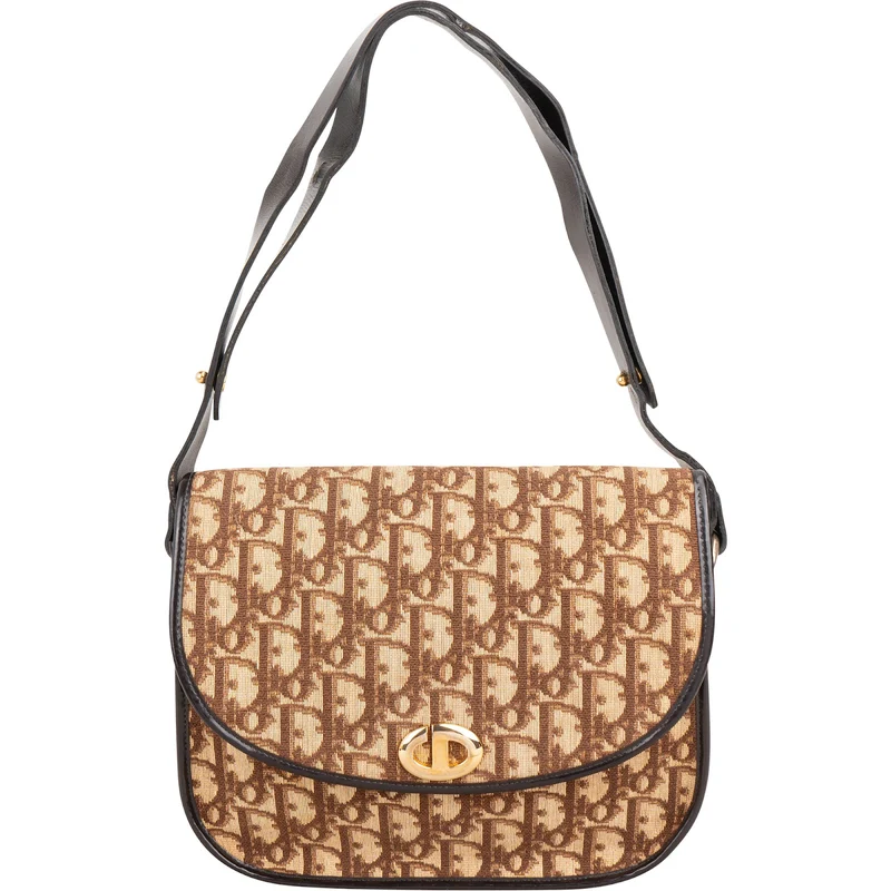 Christian Dior Trotter Monogram Canvas Vintage Flap Shoulder Bag