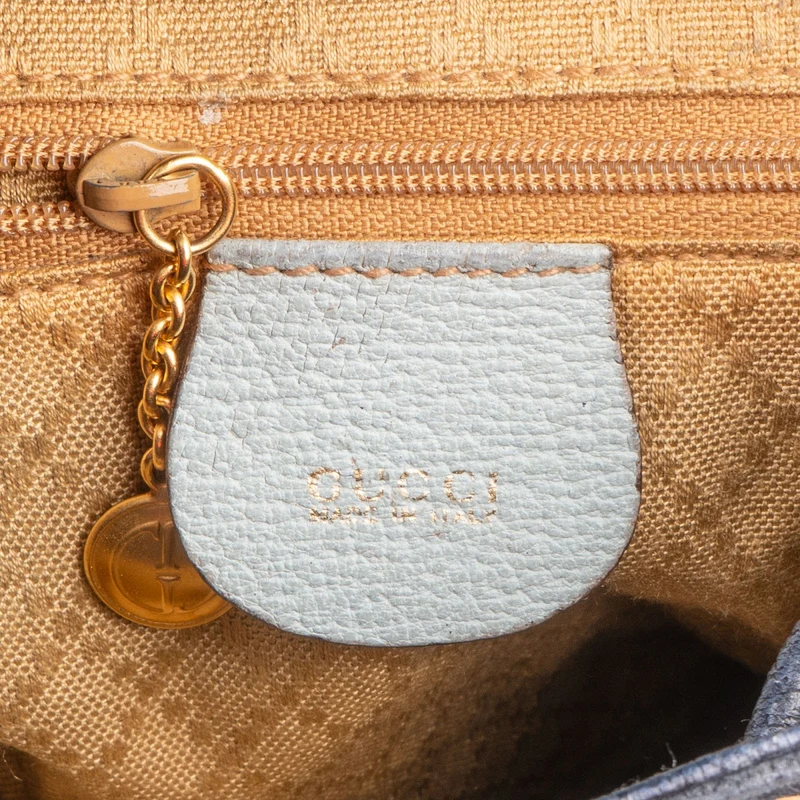 Gucci Suede Grained Leather Small Bamboo Drawstring Backpack