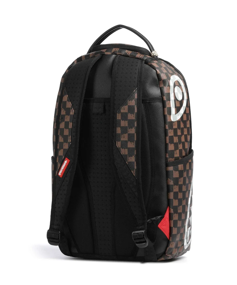 Sprayground Brown And Cream Drip Check Shark Rucksack brown