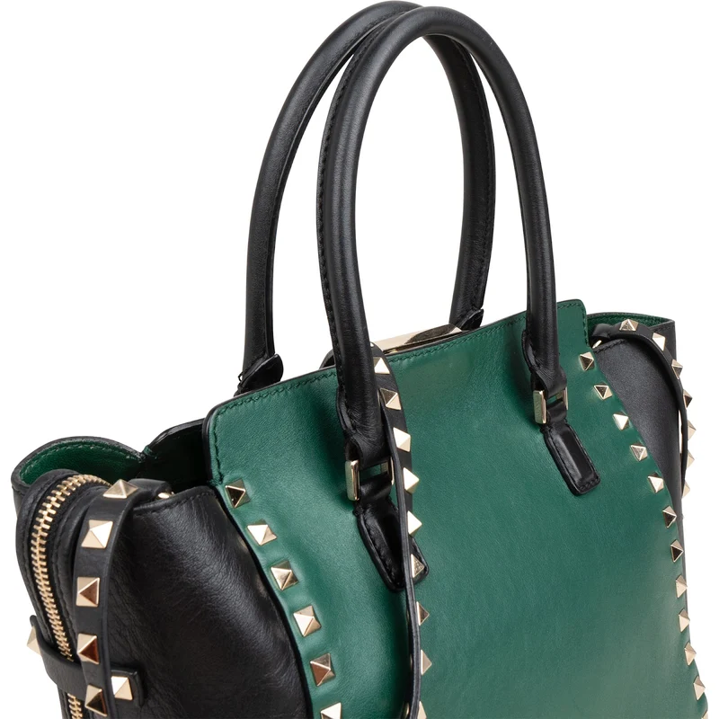 Valentino Garavani Bicolor Leather Rockstud Handbag