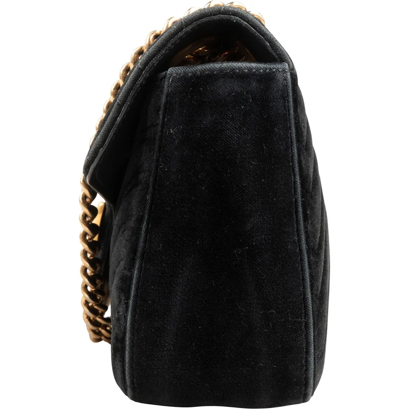 Gucci Matelassé Velvet GG Marmont Crossbody Bag